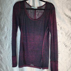Nearly New Maurices Size Medium Purple/Black Marled Scoop Semi Sheer T -YUMMY!